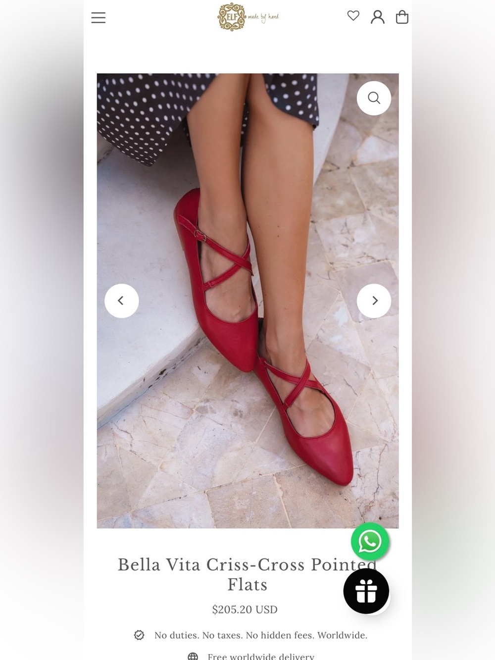 Bali Elf Red Criss-Cross Pointed Flats